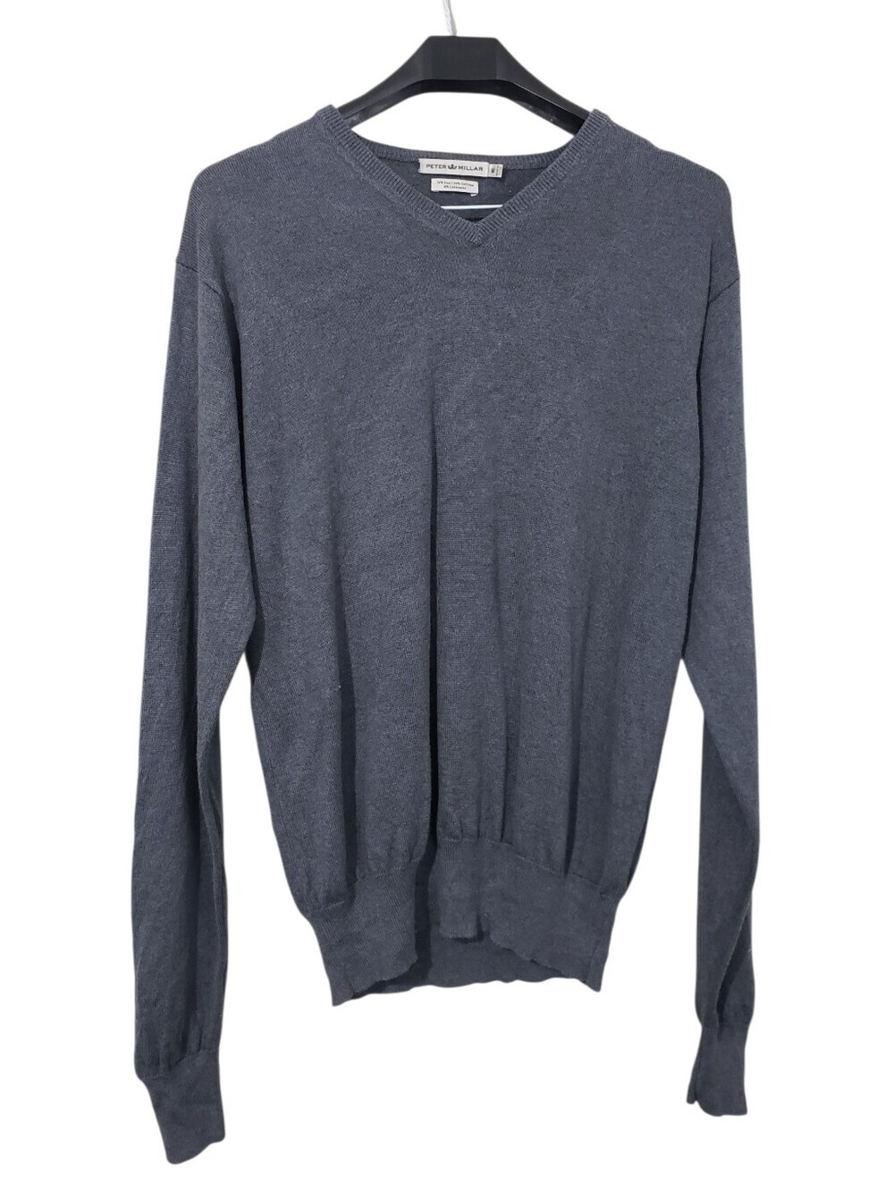 Peter Millar Men's V-Neck Knit Pullover Sweater Gray Luxury Preppy Casual Medium